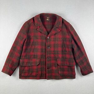 Vintage 40s‎ Johnson Woolen Mills Jacket Men’s 48 Red Buffalo Plaid Wool Hunting